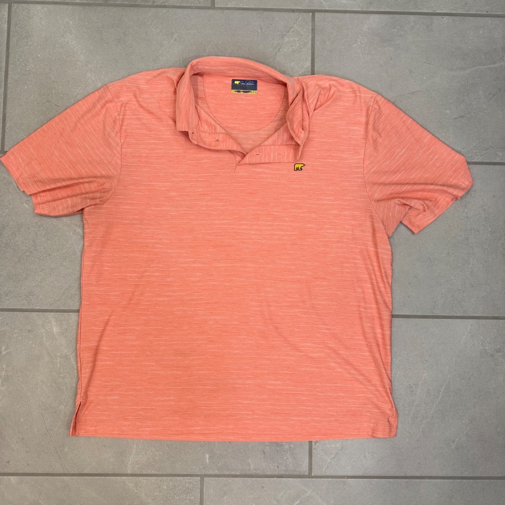 Jack Nicklaus Mens XL Coral Orange Space Dye Heather Golden Bear Polo Shirt